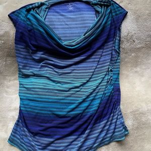 Comfy, colorful, sleeveless swoop neck line shirt